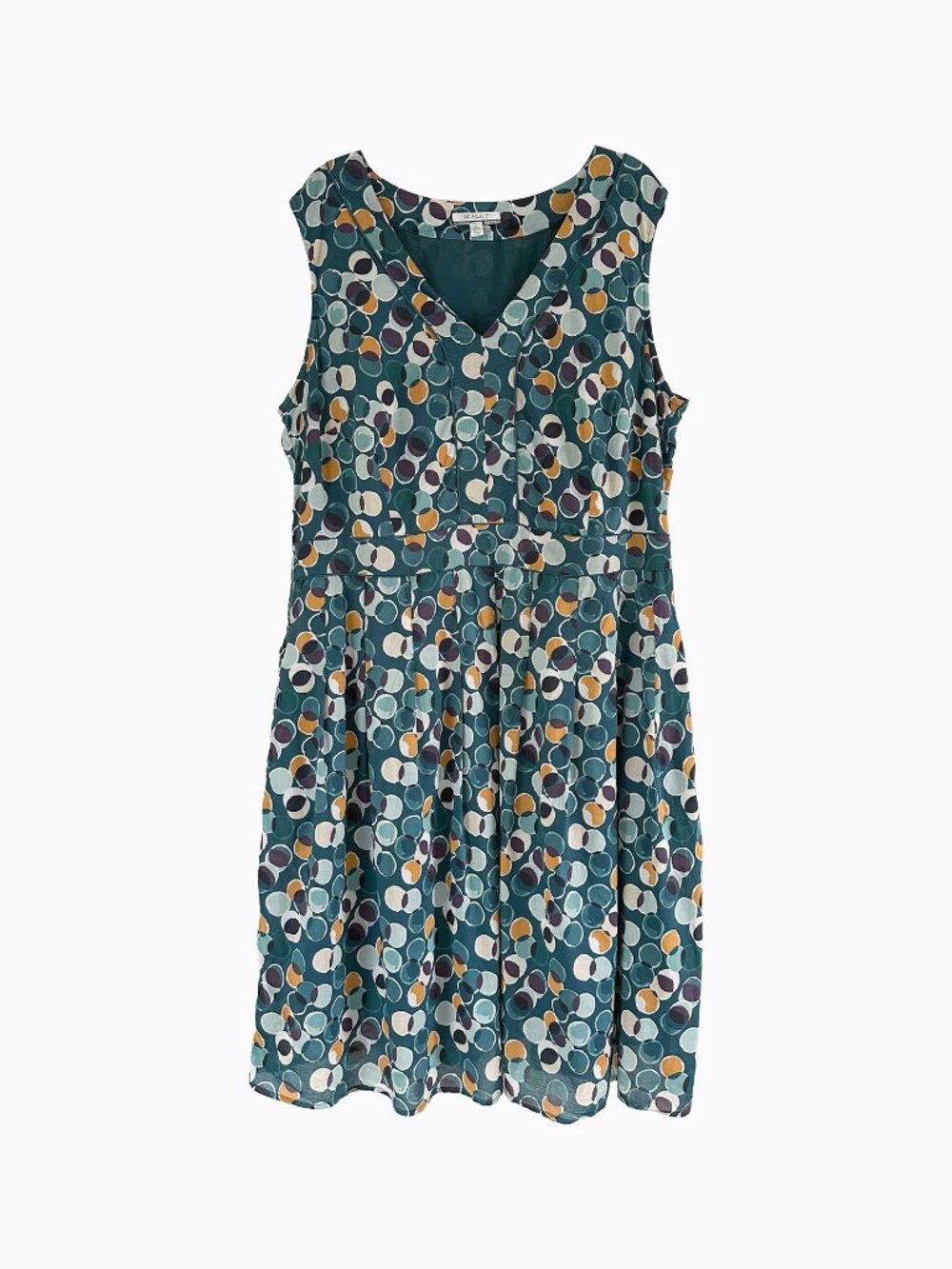 Seasalt Cornwall Villa Garden Dress 18 Organic Cotton Teal Circle Print Pockets